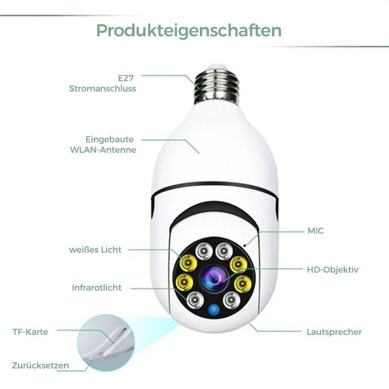 Draadloze WiFi beveiligingscamera met gloeilamp